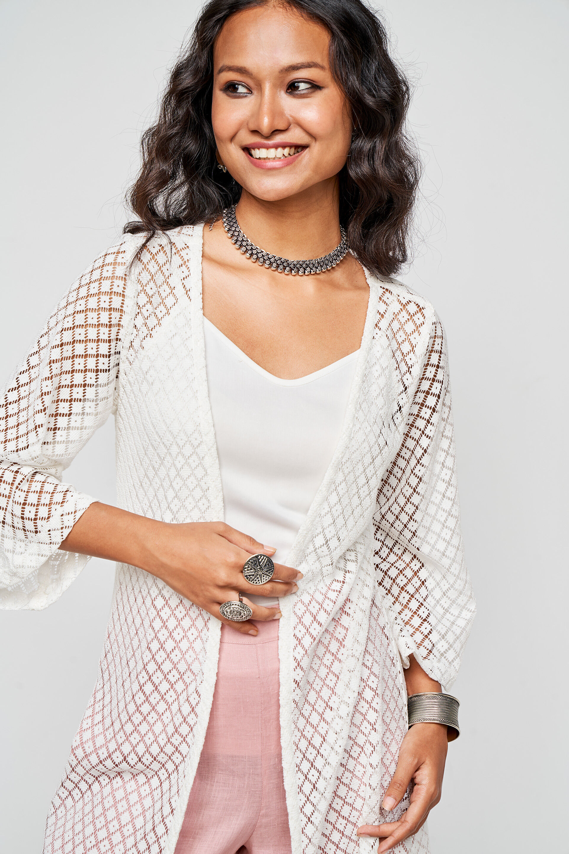 White Tie-Up Cape, Off White, image 6